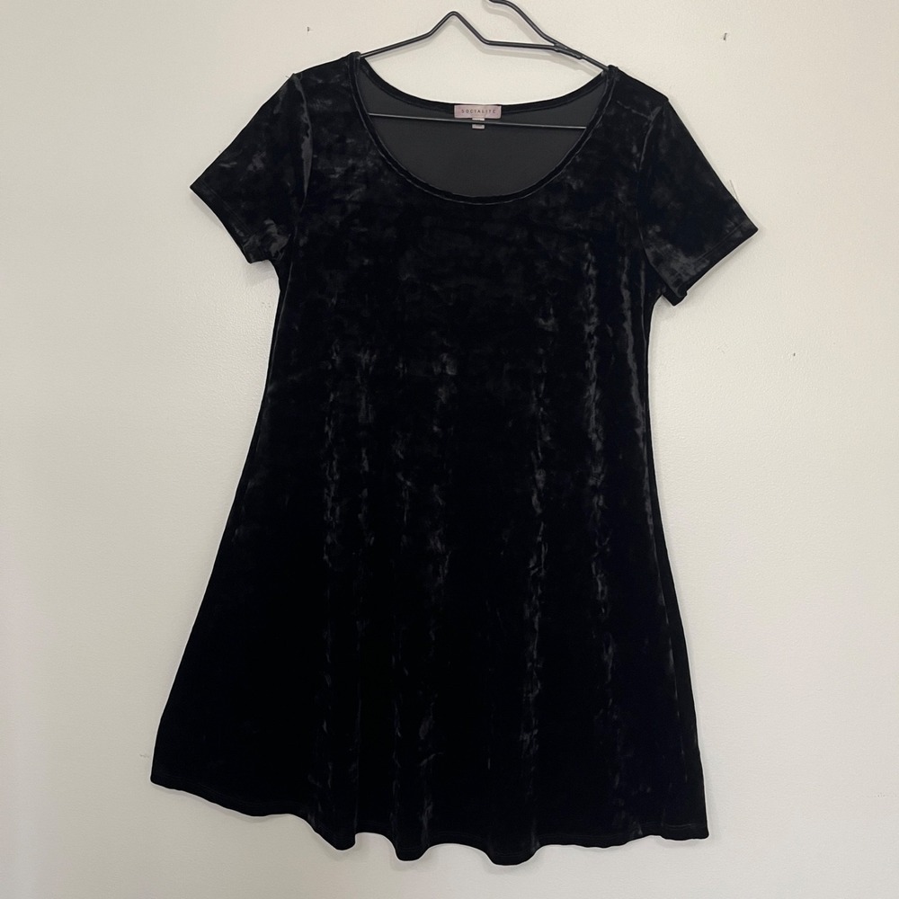 Black Velvet Dress Women's M Dark Romantic Witchy 90's Style Little Black Dress